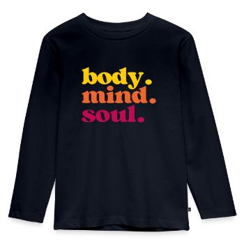 Body Mind Soul - Für alle "in Einklang-Bringer" - Kinder Premium Bio Langarmshirt - Navy - Vorne - AI Model Kid Female (0cm)