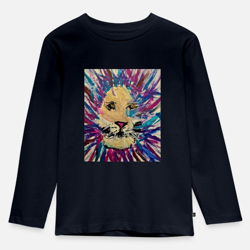 Lucas Löwe - Kinder Premium Bio Langarmshirt - Navy