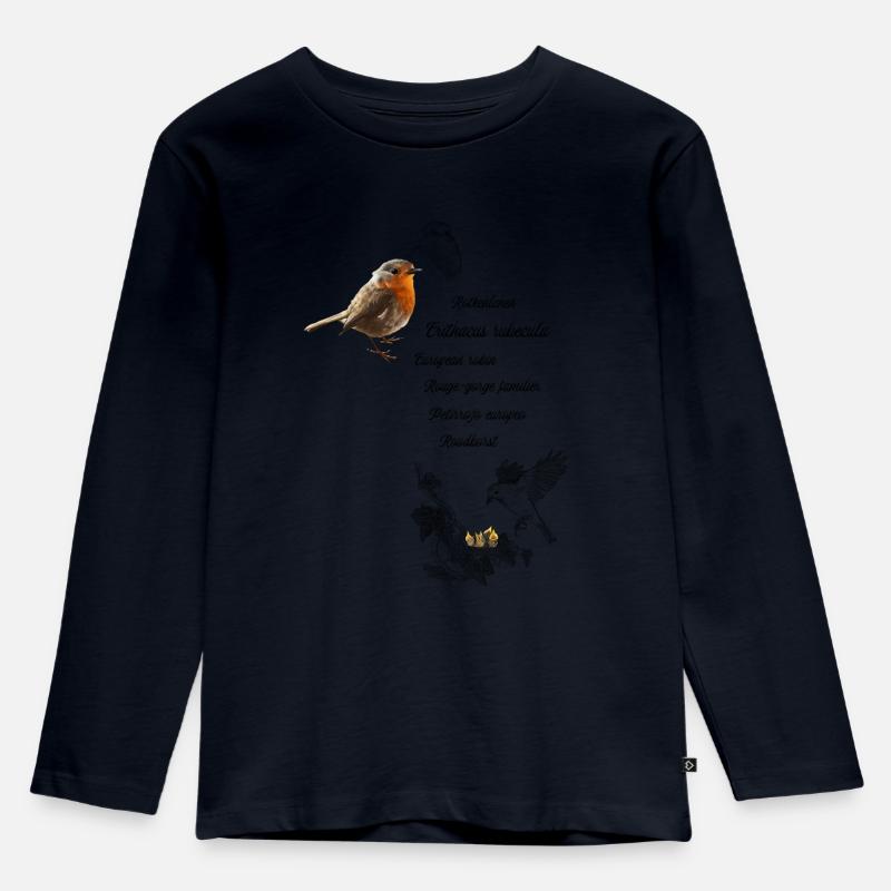Rotkehlchen - Kinder Premium Bio Langarmshirt - Navy
