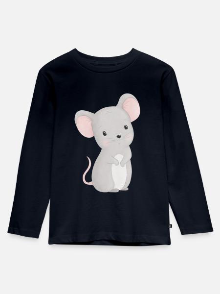 Maus - Kinder Premium Bio Langarmshirt - Navy