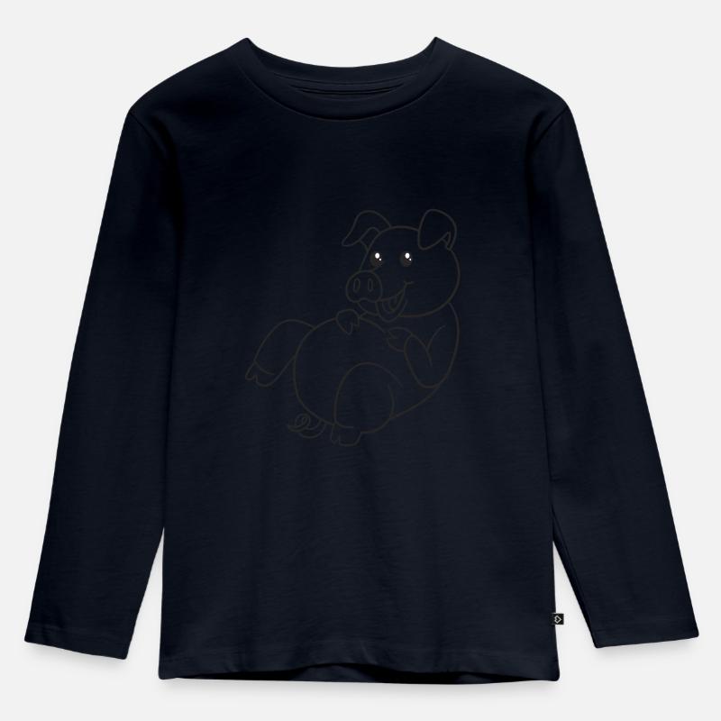 Schwein, Schweine, Geschenk, Geschenkidee - Kinder Premium Bio Langarmshirt - Navy