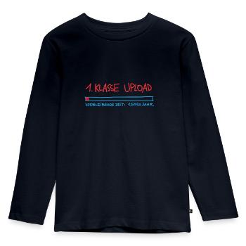 Erste Klasse Upload - Kinder Premium Bio Langarmshirt - Navy - Vorne - AI Model Kid Female (0cm)