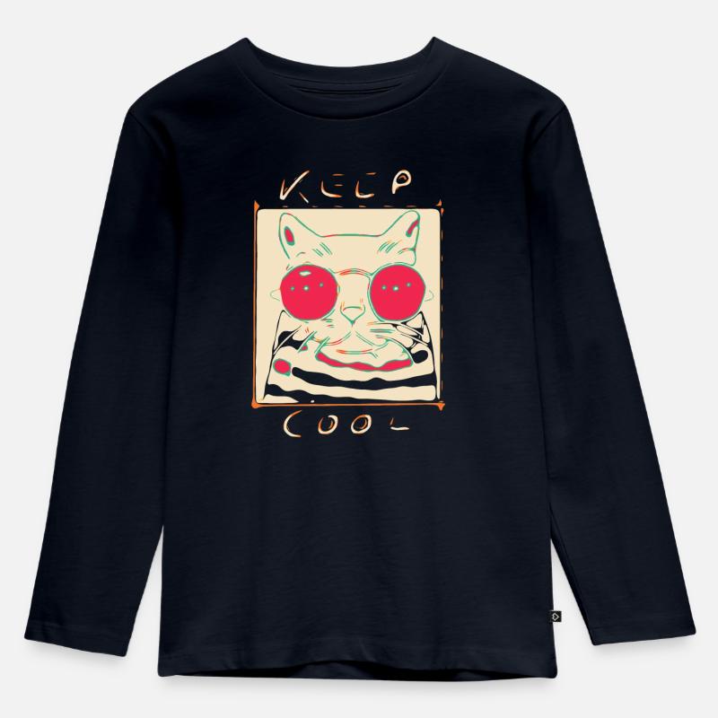 Cool Cat - Kinder Premium Bio Langarmshirt - Navy