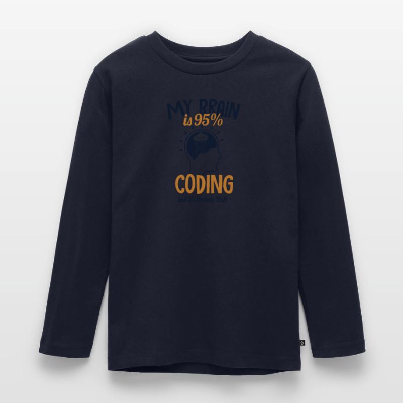 My Brain is 95% Coding Full Stack Coder Software Kids' Premium Longsleeve Shirt