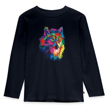 Bunte Wolf - Kinder Premium Bio Langarmshirt - Navy - Vorne - AI Model Kid Female (0cm)