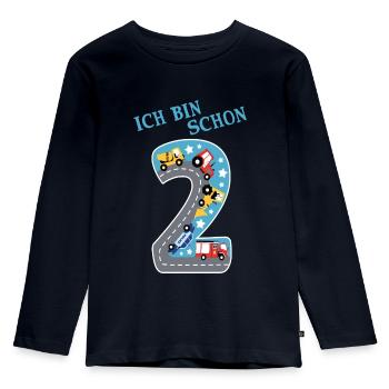 Ich bin schon 2 Straße Geburtstag Kinder T-Shirt - Kinder Premium Bio Langarmshirt - Navy - Vorne - AI Model Kid Female (0cm)