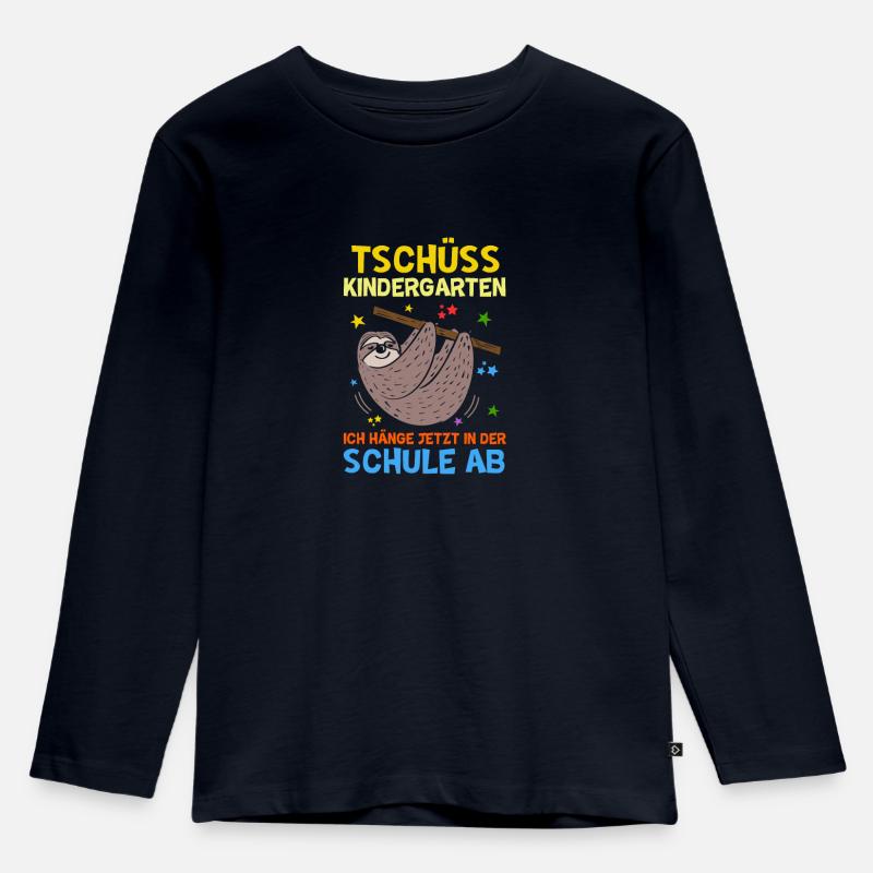 Tschüss Kindergarten - Einschulung - Kinder Premium Bio Langarmshirt - Navy
