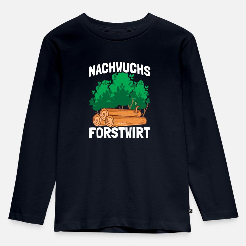Nachwuchs Forstwirt Holz machen - Kinder Premium Bio Langarmshirt - Navy