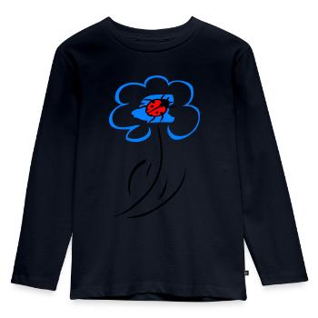 Flower with ladybug - Kids' Premium Longsleeve Shirt - navy - Front - AI Model Kid Female (0cm)