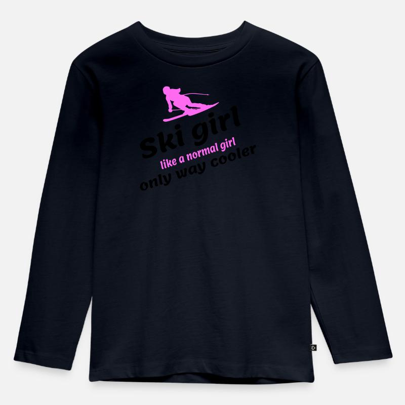 Ski Girl - Kinder Premium Bio Langarmshirt - Navy
