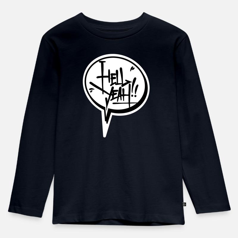 Hell Yeah Sprechblase - Kinder Premium Bio Langarmshirt - Navy