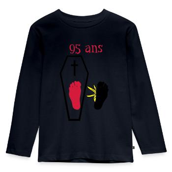 95 years foot falls another banana skin - Kids' Premium Longsleeve Shirt - navy - Front - AI Model Kid Female (0cm)