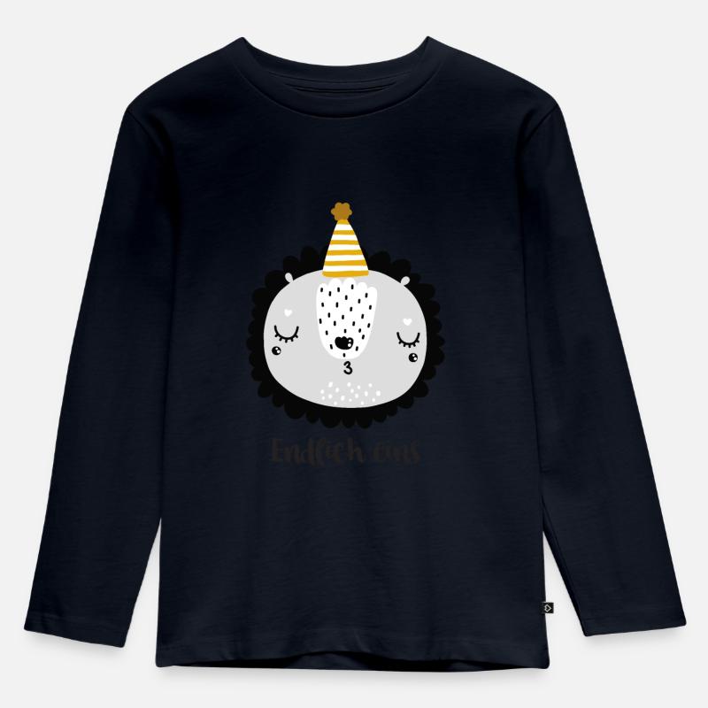 Endlich eins - Löwe mit Partyhut - Kinder Premium Bio Langarmshirt - Navy