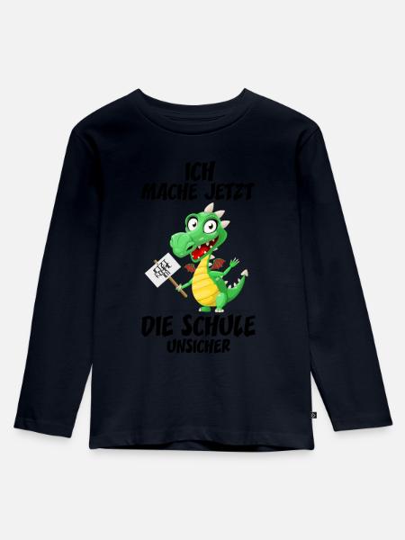 Einschulung Drache - Kinder Premium Bio Langarmshirt - Navy