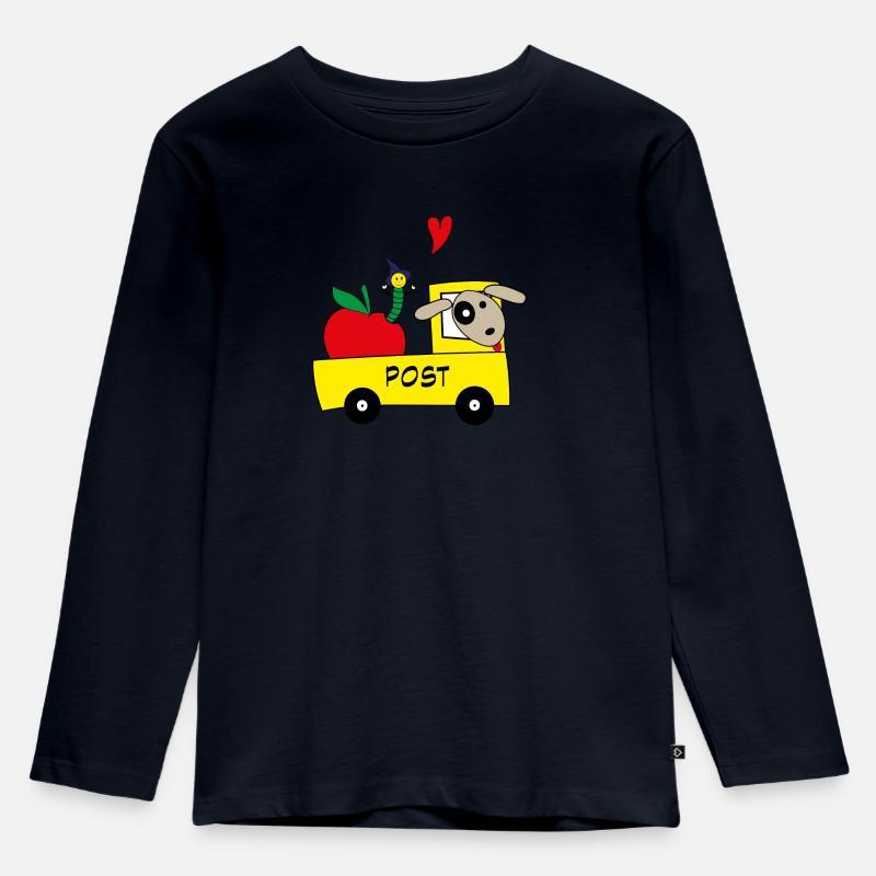 Postauto mit Hund - Kinder Premium Bio Langarmshirt - Navy