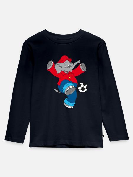 Benjamin Blümchen spielt Fußball - Kinder Premium Bio Langarmshirt - Navy