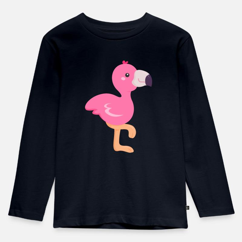 Flamingo Kinder Mädchen - Kinder Premium Bio Langarmshirt - Navy