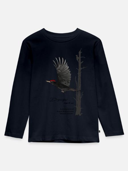 Schwarzspecht - Kinder Premium Bio Langarmshirt - Navy