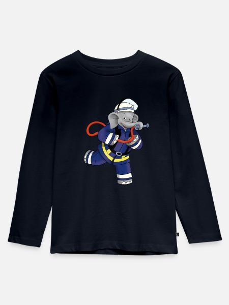 Benjamin Blümchen als Feuerwehrmann - Kinder Premium Bio Langarmshirt - Navy