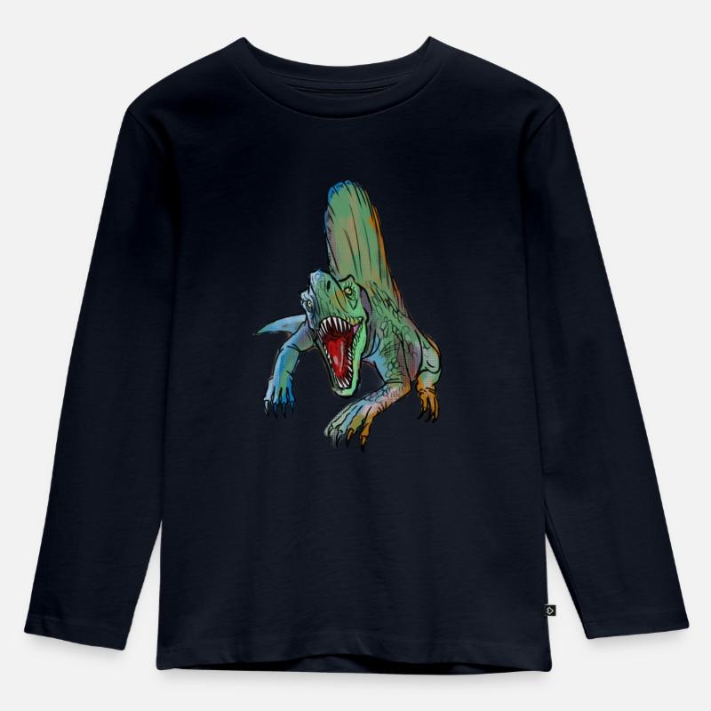 Dimetrodon Comic Art - Kinder Premium Bio Langarmshirt - Navy