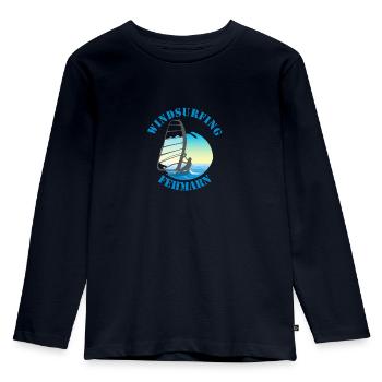 Windsurfing on Fehmarn for surfers - Kids' Premium Longsleeve Shirt - navy - Front - AI Model Kid Female (0cm)