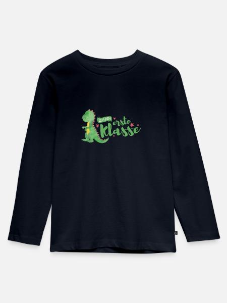Geschenk zum Schulanfang: ich bin erste Klasse - Kinder Premium Bio Langarmshirt - Navy