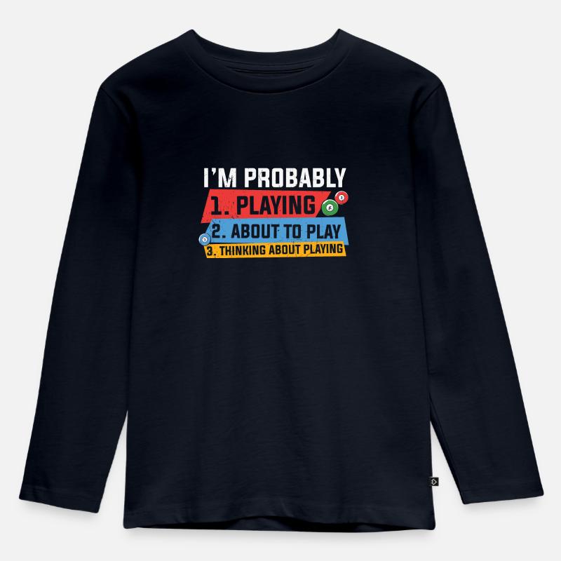 Billard Pool Billard Billardkugel Billardkö 8Ball - Kinder Premium Bio Langarmshirt - Navy