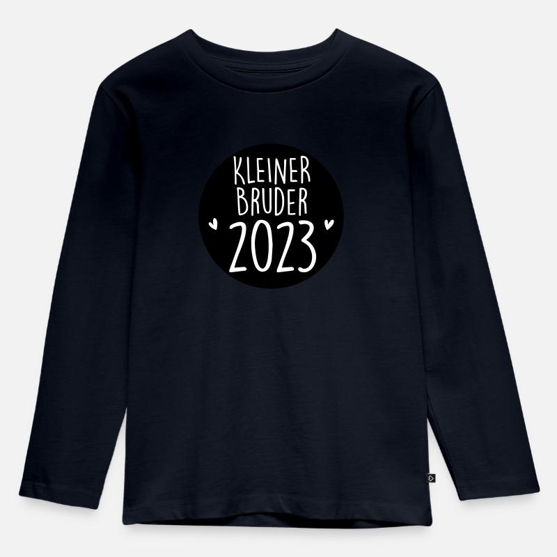 Kleiner Bruder 2023 - Kinder Premium Bio Langarmshirt - Navy