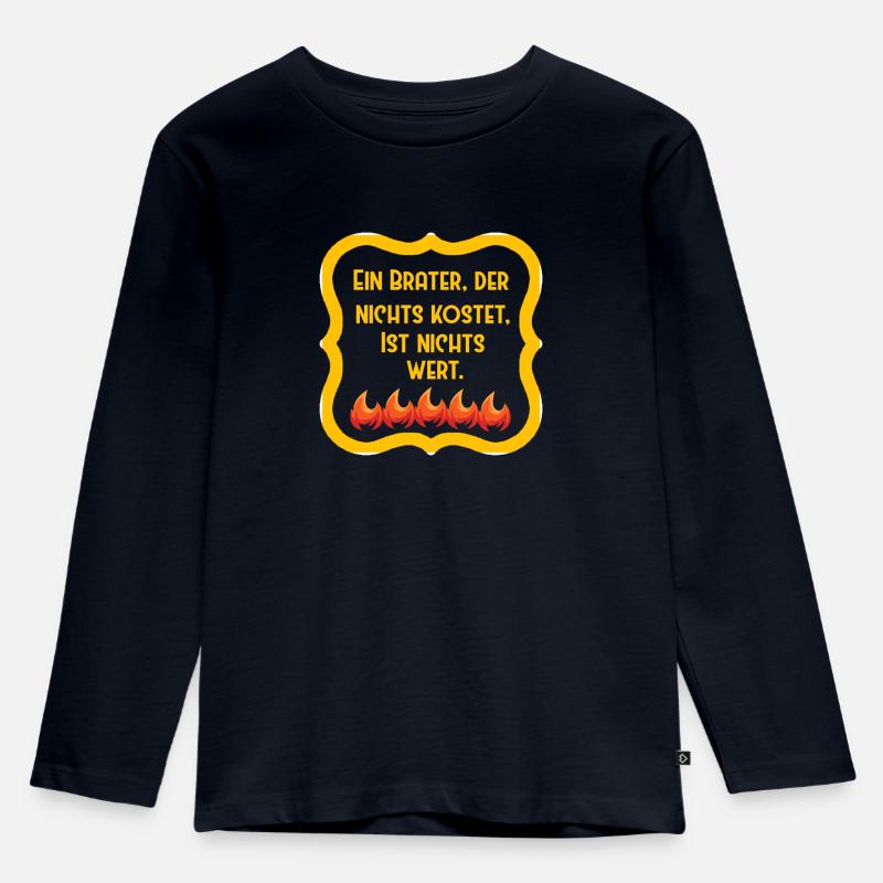 Brater Spruch - Kinder Premium Bio Langarmshirt - Navy