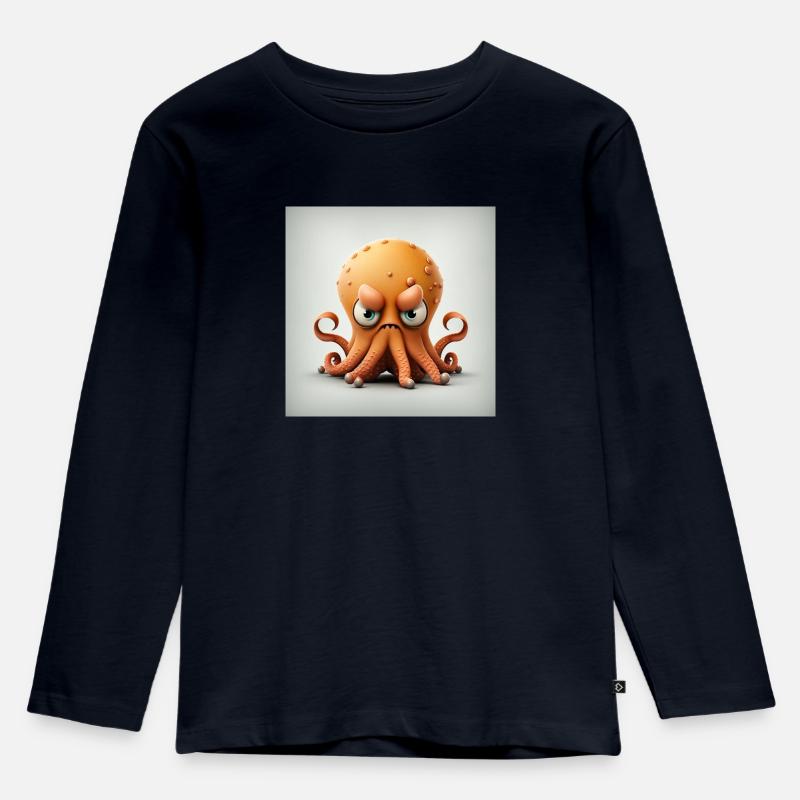 Verärgerte Krake Geschenk - Kinder Premium Bio Langarmshirt - Navy