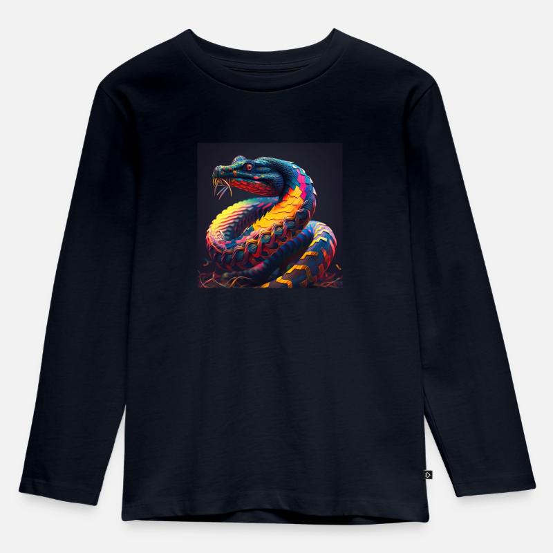 Farbige Schlange, einzigartiges Design - Kinder Premium Bio Langarmshirt - Navy