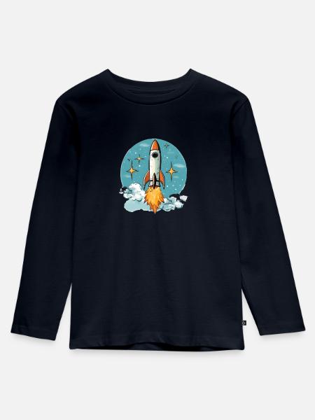 Rakete - Kinder Premium Bio Langarmshirt - Navy