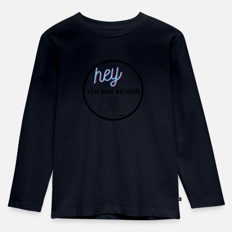 Hey ich bin schon DREI - Kinder Premium Bio Langarmshirt - Navy