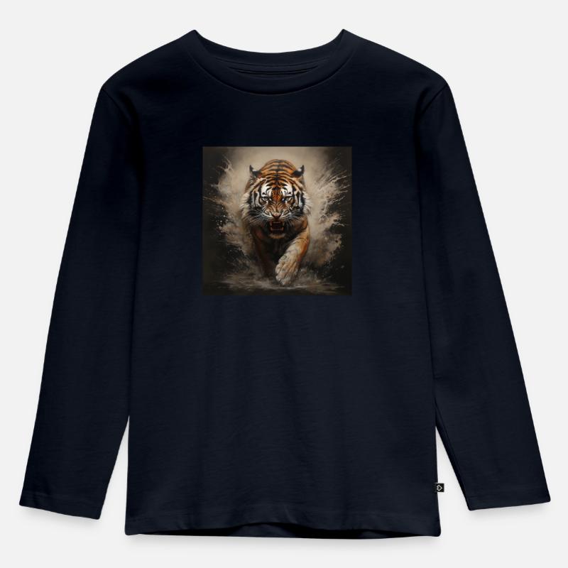 Löwe - Kinder Premium Bio Langarmshirt - Navy