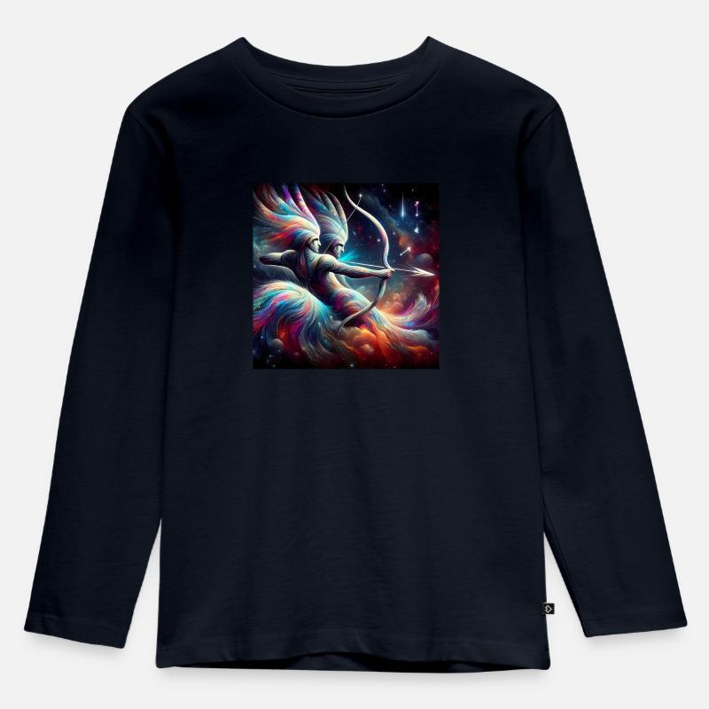 Doppel Schütze mit Bogen - Kinder Premium Bio Langarmshirt - Navy