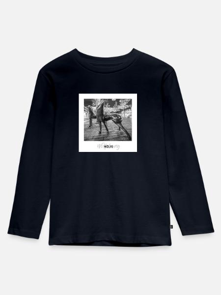 Wölfe Wolfsburg - Kinder Premium Bio Langarmshirt - Navy
