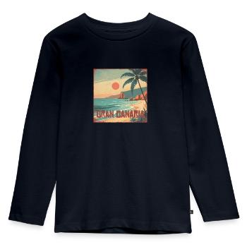 Gran Canaria - Kinder Premium Bio Langarmshirt - Navy - Vorne - AI Model Kid Female (0cm)