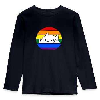 Pride Bongo Katze - Kinder Premium Bio Langarmshirt - Navy - Vorne - AI Model Kid Female (0cm)