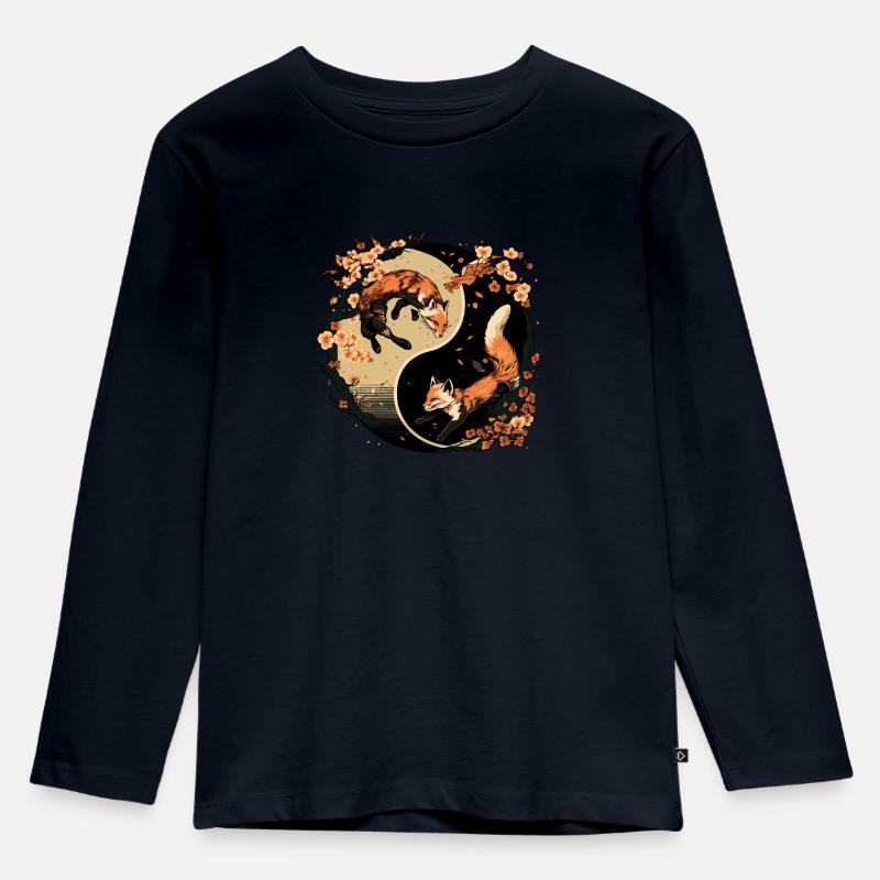Fuchs 2 - Kinder Premium Bio Langarmshirt - Navy