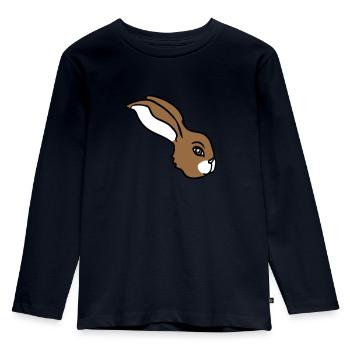 Bunny face peeking sideways profile side view - Kids' Premium Longsleeve Shirt - navy - Front - AI Model Kid Female (0cm)