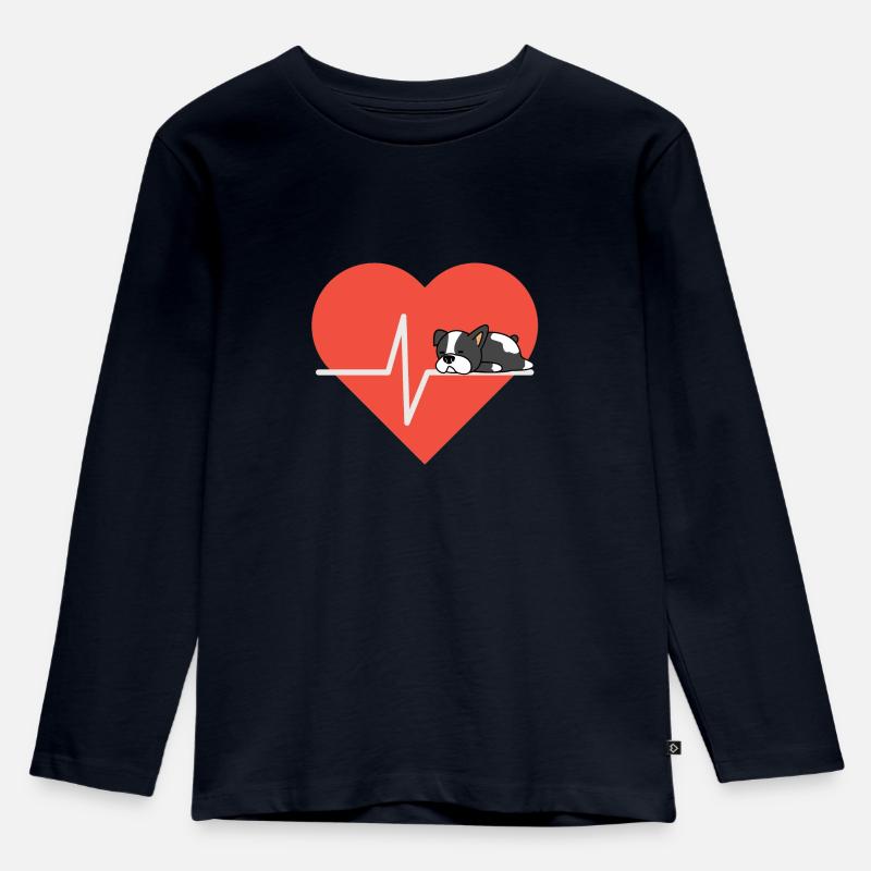 Hundeliebe Boston Terrier - Kinder Premium Bio Langarmshirt - Navy