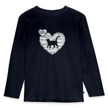 Katze Katzenhaar Mietzekatze "ich liebe katzen" - Kinder Premium Bio Langarmshirt - Navy - Vorne - AI Model Kid Female (0cm)