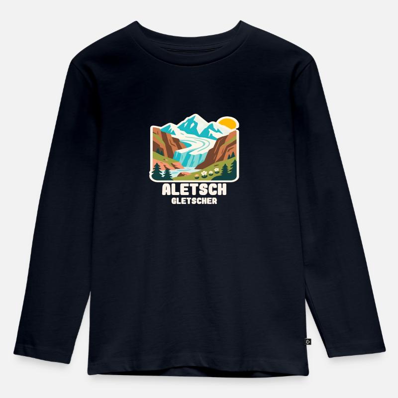 Aletsch Gletscher - Kinder Premium Bio Langarmshirt - Navy