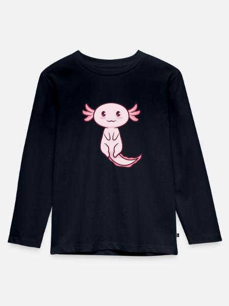 Axolotl Süß - Kinder Premium Bio Langarmshirt - Navy