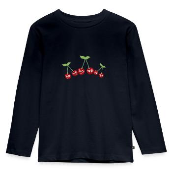 Cerises,Famille,Famille Cerises, Illustration - T-shirt manches longues Premium Enfant - bleu marine - Devant - AI Model Kid Female (0cm)