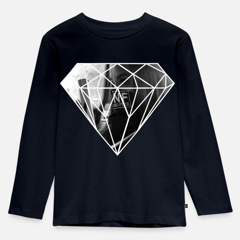 NRNF Diamond Design - Kinder Premium Bio Langarmshirt - Navy