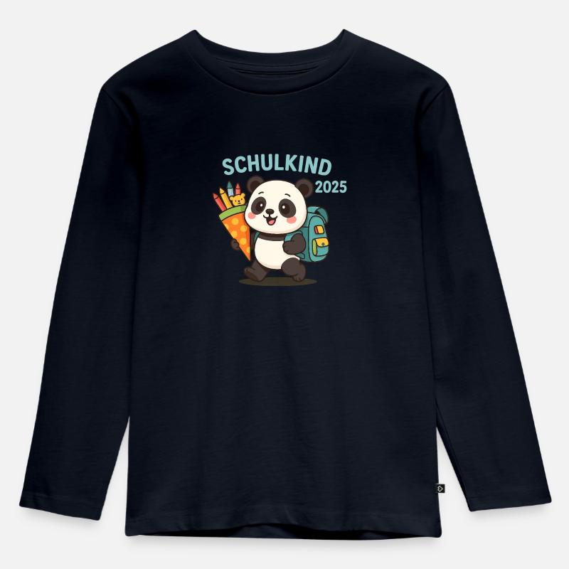 Schulkind 2025 Einschulung 2025 - Kinder Premium Bio Langarmshirt - Navy