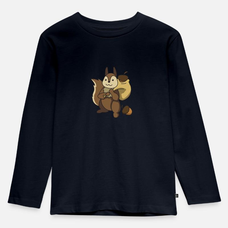 Eichhörnchen - Kinder Premium Bio Langarmshirt - Navy
