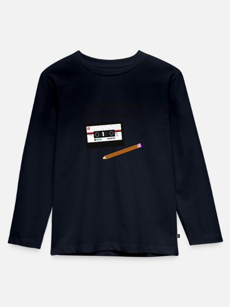 Kassette und Stift - Kindheits-Lifehack - Kinder Premium Bio Langarmshirt - Navy