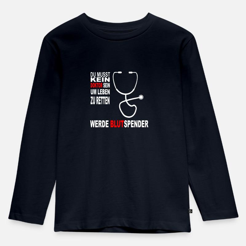 Blutspender - Kinder Premium Bio Langarmshirt - Navy